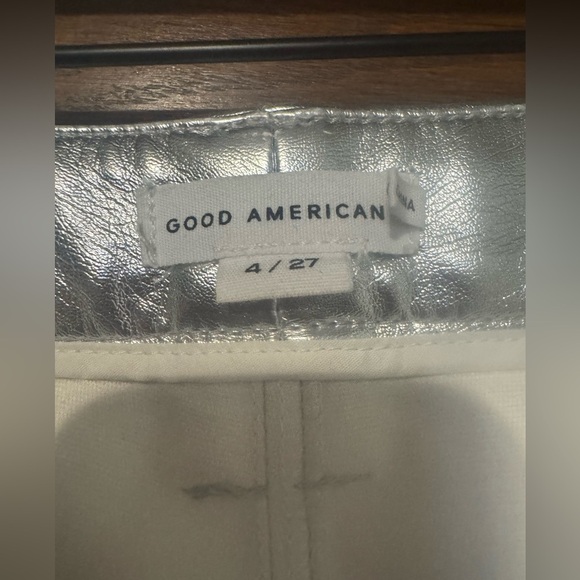 Good American Faux Leather Metallic Silver Pants Sz. 4/27 Worn 1 time - Picture 3 of 6